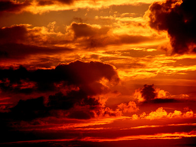 日落, 天空, 太阳, 云计算, 暮光之城, 红色