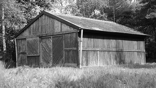 hut, old, log cabin, scheuer, barn