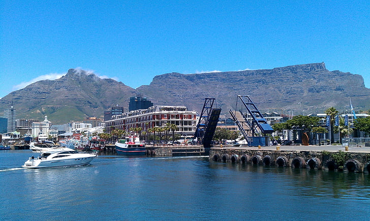 Sydafrika, Cape town, havnefronten, tabel mountain, rejse, Afrika, vand