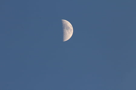 moon, sky, mood, half moon, dark, sky blue, moonlight