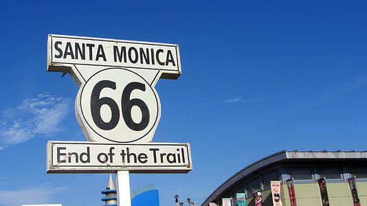 route 66, santa monica, united states, signal, poster, road, highway