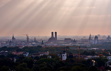 München, Sunbeam, Frauenkirche, Beieren, hoofdstad van de staat, stad, Landmark
