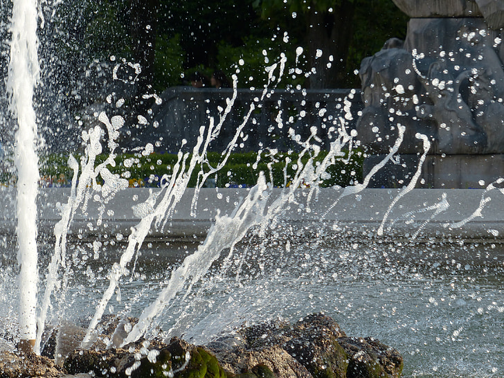 água, injetar, fonte, Jardins Mirabell, Salzburg, frisado, característica da água