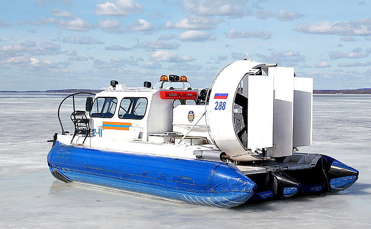 o hovercraft, AVP, ferragem-airbag, barco voador, Inverno, gelo, meios de transporte