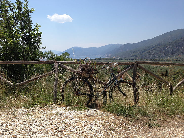 bicikala, zapušten, ograda, priroda, u dobi od, starinski, na otvorenom