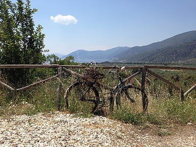 biciclete, ruginit, gard, natura, în vârstă de, Antique, în aer liber
