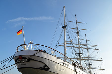 gorch fock 1, sailing vessel, mast, masts, port, ship, sail