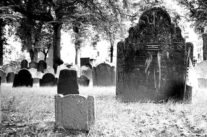 cimetière, l’Amérique, é.-u., Falls, noir et blanc