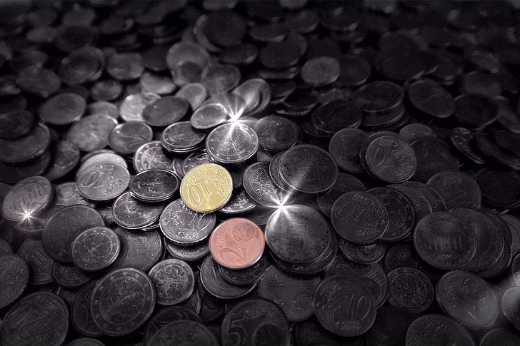 argent, pâte, Euro, pièces de monnaie, rose rose