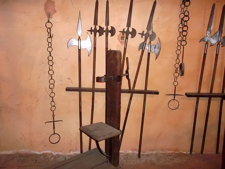 medieval, tortura, cadeias de, braços