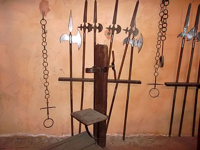 średniowieczny, tortury, łańcuchy, ramiona