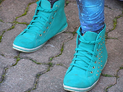 botas, cores, turquesa, estilo, pés