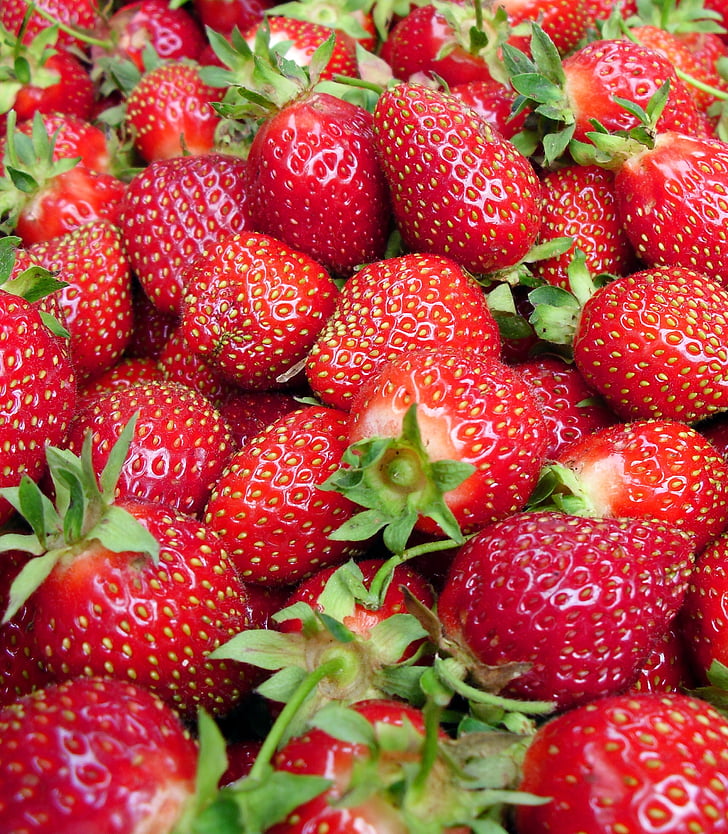 maasikad, punane, suvel, puu, värske, looduslik, tervise