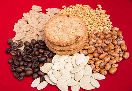élelmiszer, bab, magok a terméshez(vetőmagok), gabona, pehely, egészséges táplálkozás, cookie-k
