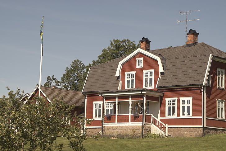 smaland, home, building, homestead, sweden, architecture, wooden houses