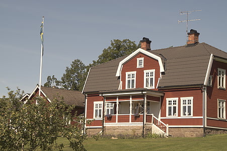 Småland, hjem, bygge, gård, Sverige, arkitektur, trehus