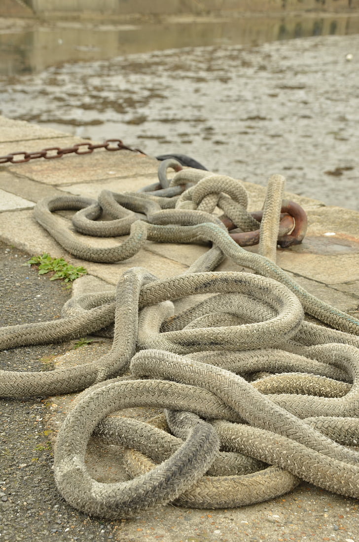 lano, kábel, Trosa, Port, Quay, vody, pevné