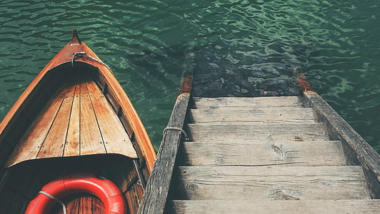 barca, legno, scaletta, acqua, oceano, mare, Lifebuoy