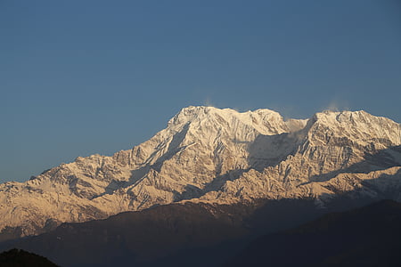 machhapuchre, 산, 네팔어, 조 경, 하얀, 파노라마, 보기