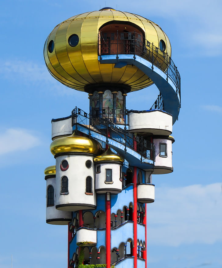 Hundertwasser, kunst, bygning, Hundertwasser house, facade, farverige, arkitektur
