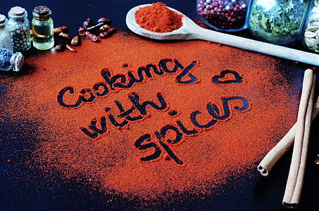 paprika, pepper, cooking, the inscription, colorful spices, the smell of, colorful