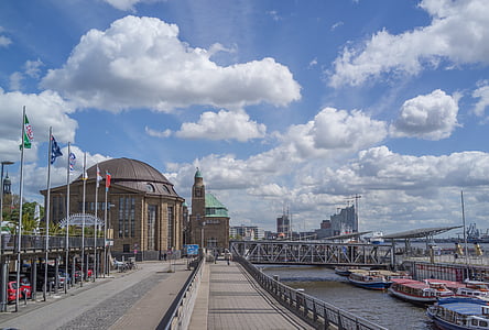 Hamburg, Landungsbrücken, oraşul-port, Hamburg landungsbrücken, Elba, Hanseatic city, apa