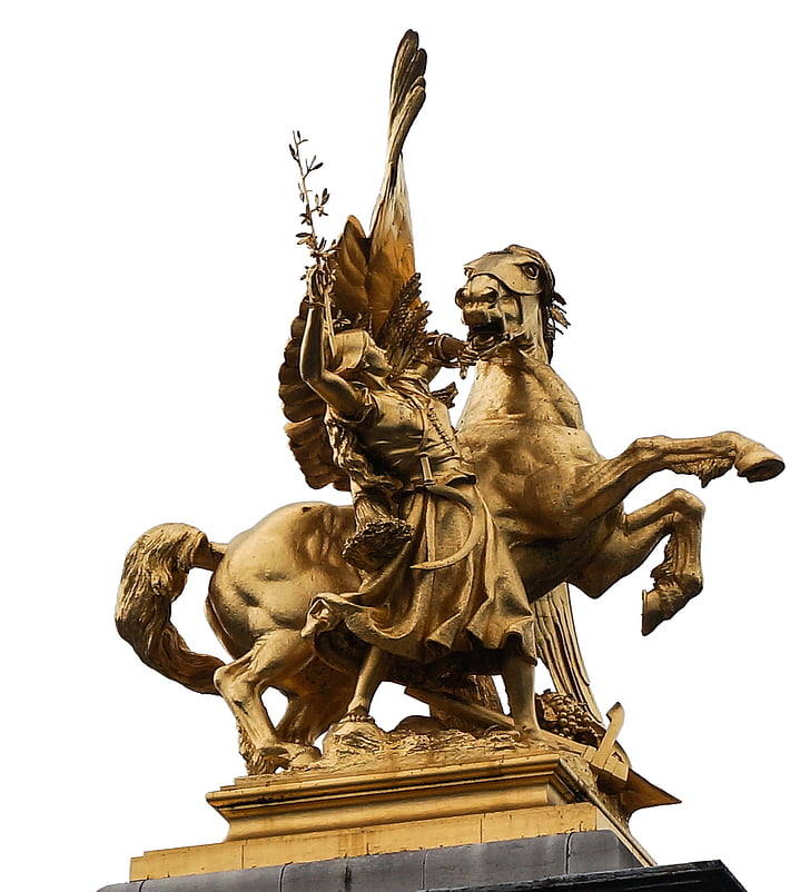 paris, still image, horse, monument, gilded, golden rider, equestrian statue