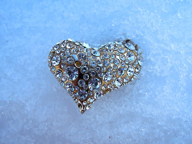 серце, коштовність, лід, сніг, взимку, іній, Діамант