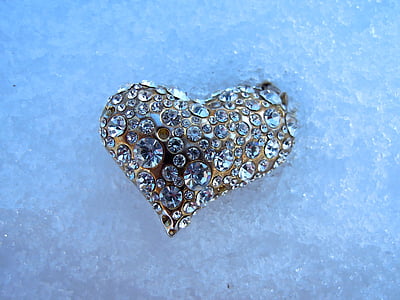 szív, ékszer, jég, hó, téli, fagy, gyémánt