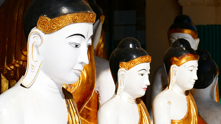 Buddha, socha, Shwedagon, Pagoda, Yangon, Rangún, Myanmar