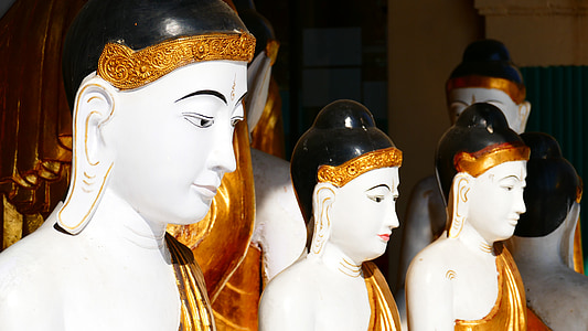 부처님, 동상, shwedagon, 탑, 양곤, 랑 군, 미얀마