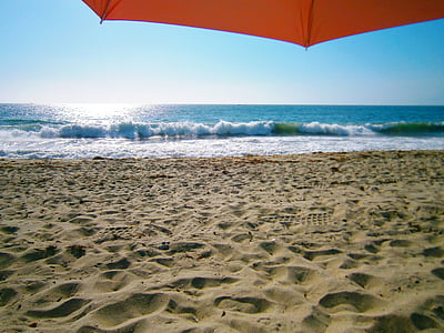 Playa, parasol, arena, mar, losangeles, naturaleza, la