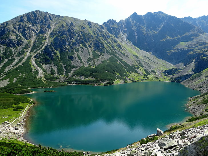 tatry, poland, mountains, landscape, black pond a tracked, mountain, nature