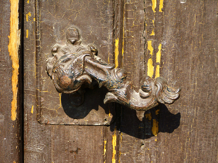 gamle dørhåndtag, antik, plettet