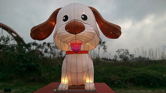 the lantern festival, dog, flower 燈
