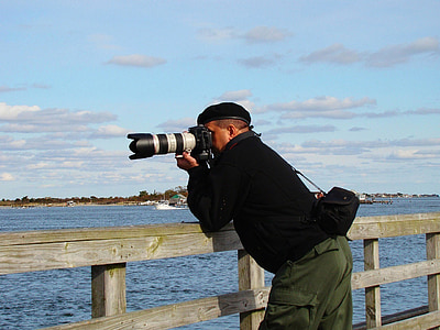 mees, inimesed, fotograaf, paat, Pier, kaamera, jõgi