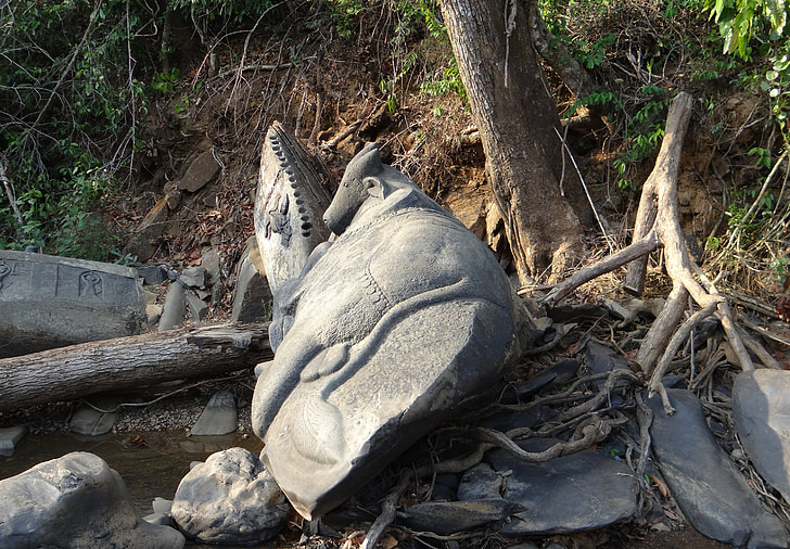 Torri, pietra, sculture, letto del fiume, Shalmala, simbolo, religiosa