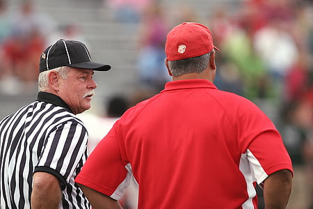 football, referee, coach, discussion, american, game, official