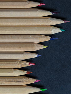 lápis, cores, linhas, madeira, floresta, instrumento, escrevendo