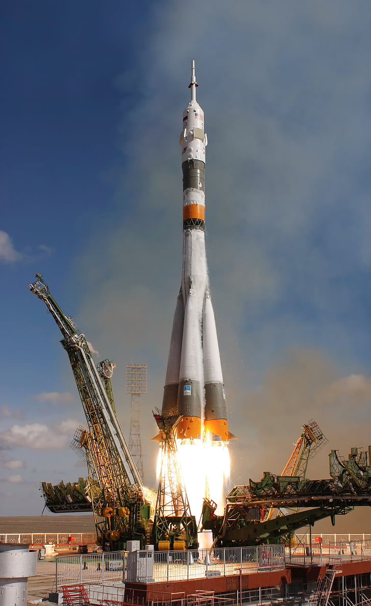 raķešu palaišanas, raķete, noņem, Sojuz, kosmosa ceļojumiem, diskdzinis, palielināt