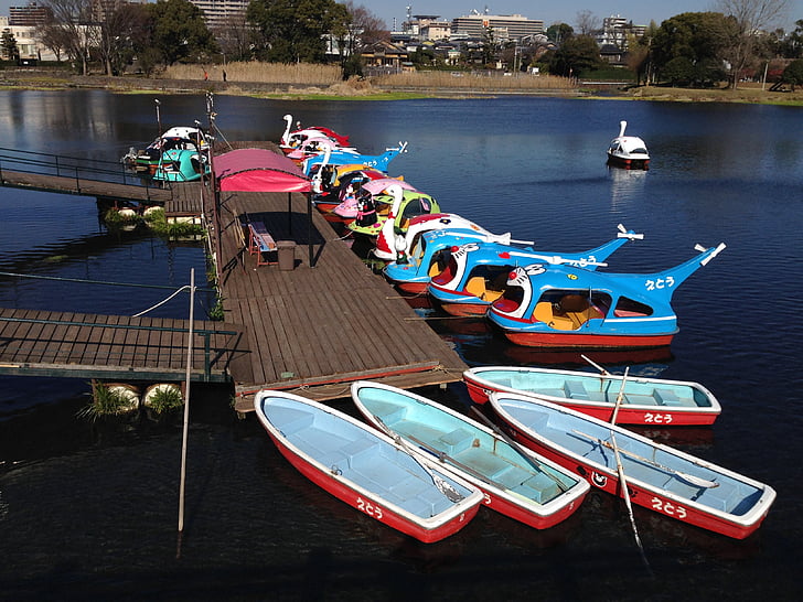 Lake, båt, Snarumselva, Kumamoto, Japan, vann