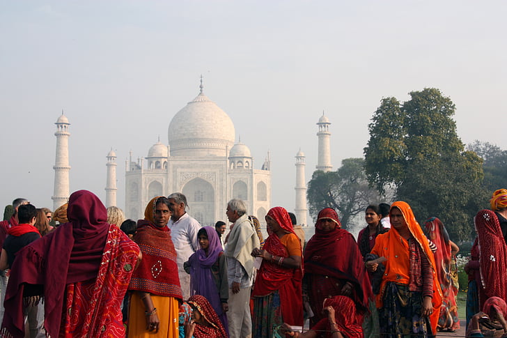 Ινδία, ανθρώπινη, Ινδοί, άτομα, πολύχρωμο, ενδύματα, Ταζ Μαχάλ