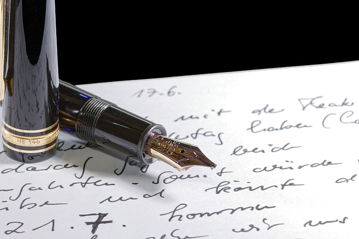 Riempitrice, Montblanc, pezzo di Master, inchiostro, scrittura a mano, scritto a mano, penna stilografica