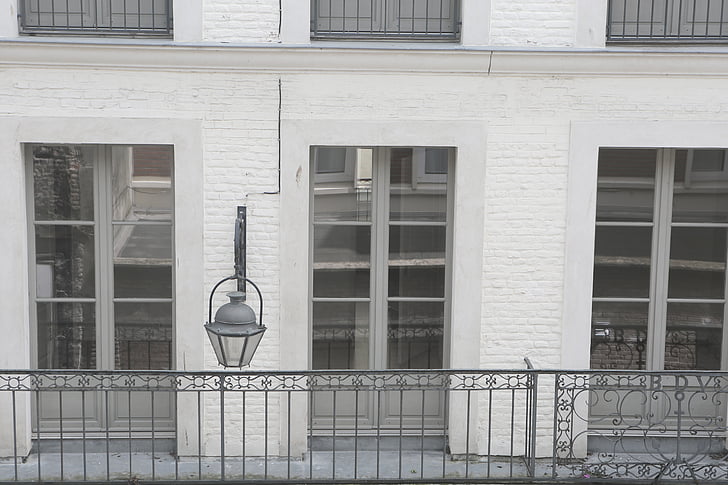 Balkon, Frankreich, Stadt, Fenster, außen, weiß, Grunge