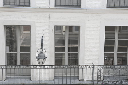 balkonem, Francja, Miasto, okno, na zewnątrz, biały, grunge