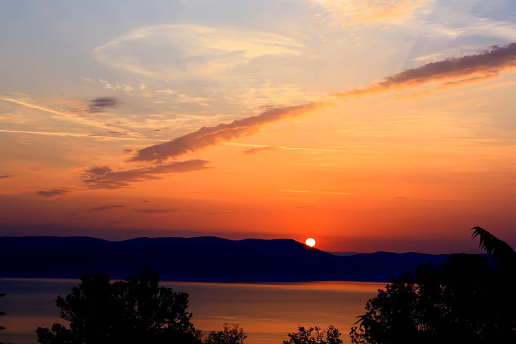 amanecer, Isla, Croacia, sol, Horizon, tranquilidad, Istria
