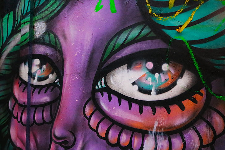 graffiti, ochii, persoană, strada, urban, arta, Opera de arta