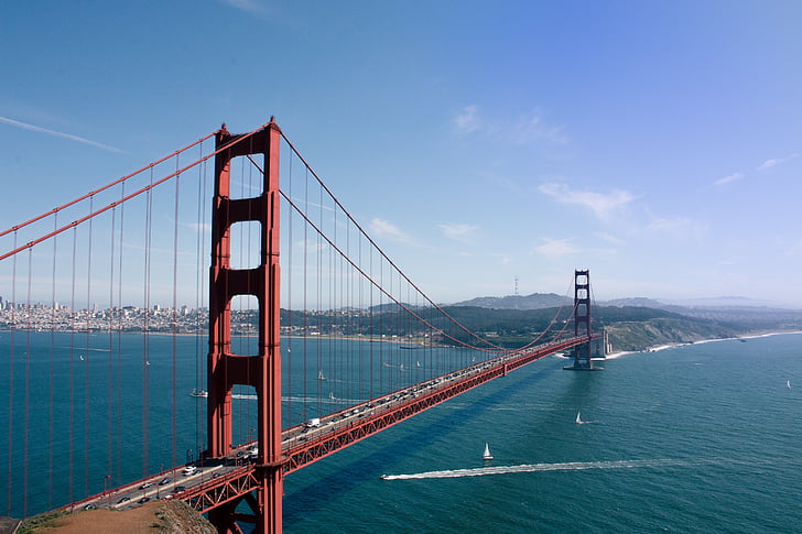 vermelho, San, Francisco, ponte, mar, Ponte Golden gate, são francisco
