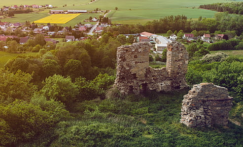 Ruine, Schloss, Landschaft, Sommer, romanische, Natur