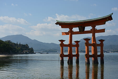 Santuario de, Torii, mar, Japón sankei, Santuario shinto de Itsukushima, Miyajima, Asia